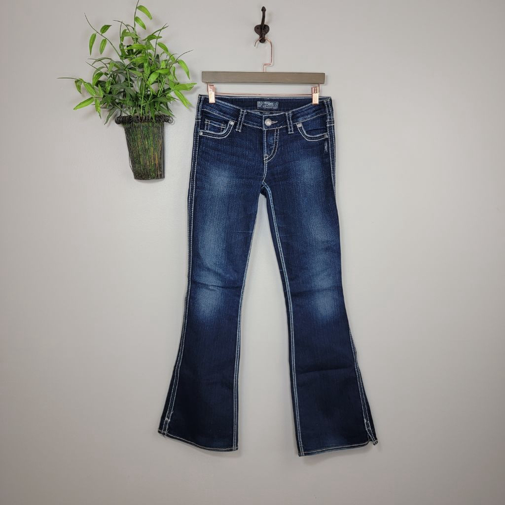 Silver Frances 22" Flare Bootcut Jeans Low Rise Dark Blue Western Cowgirl 27